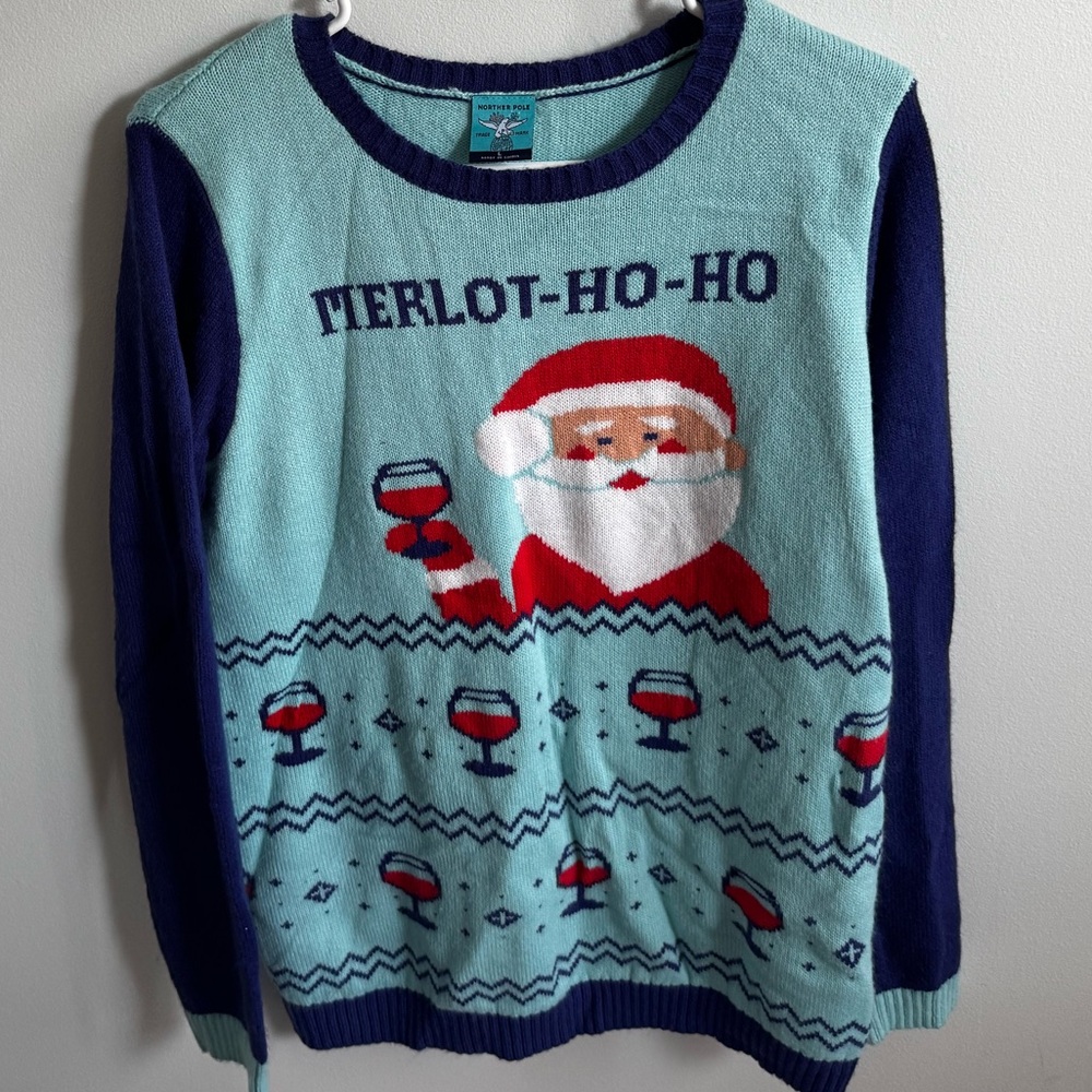 Santa Christmas Sweater - Blue and Red